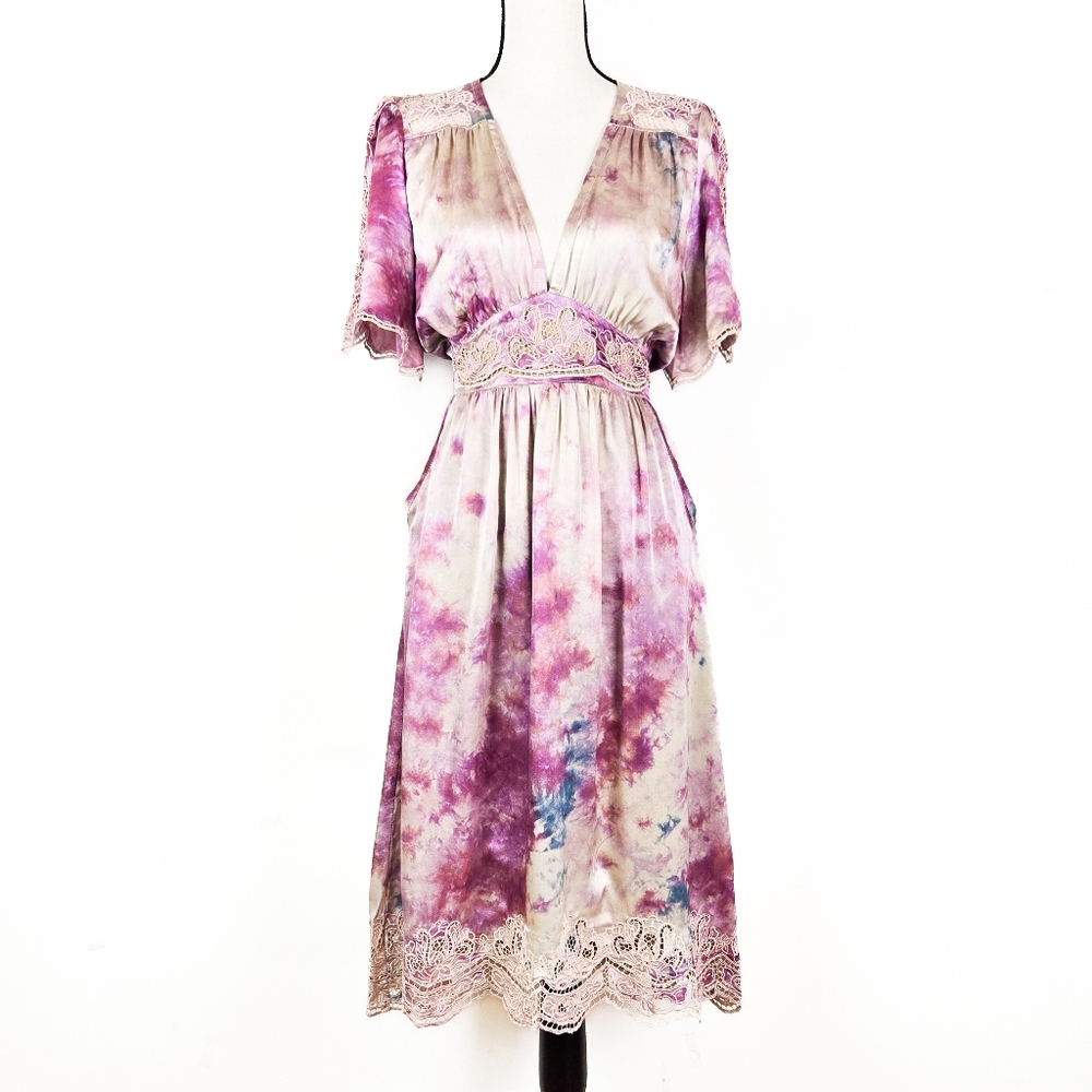 🦋LAST🦋 NWT Tulle and Batiste Lucy Silk Midi Dress, Amethyst, Size Medium
